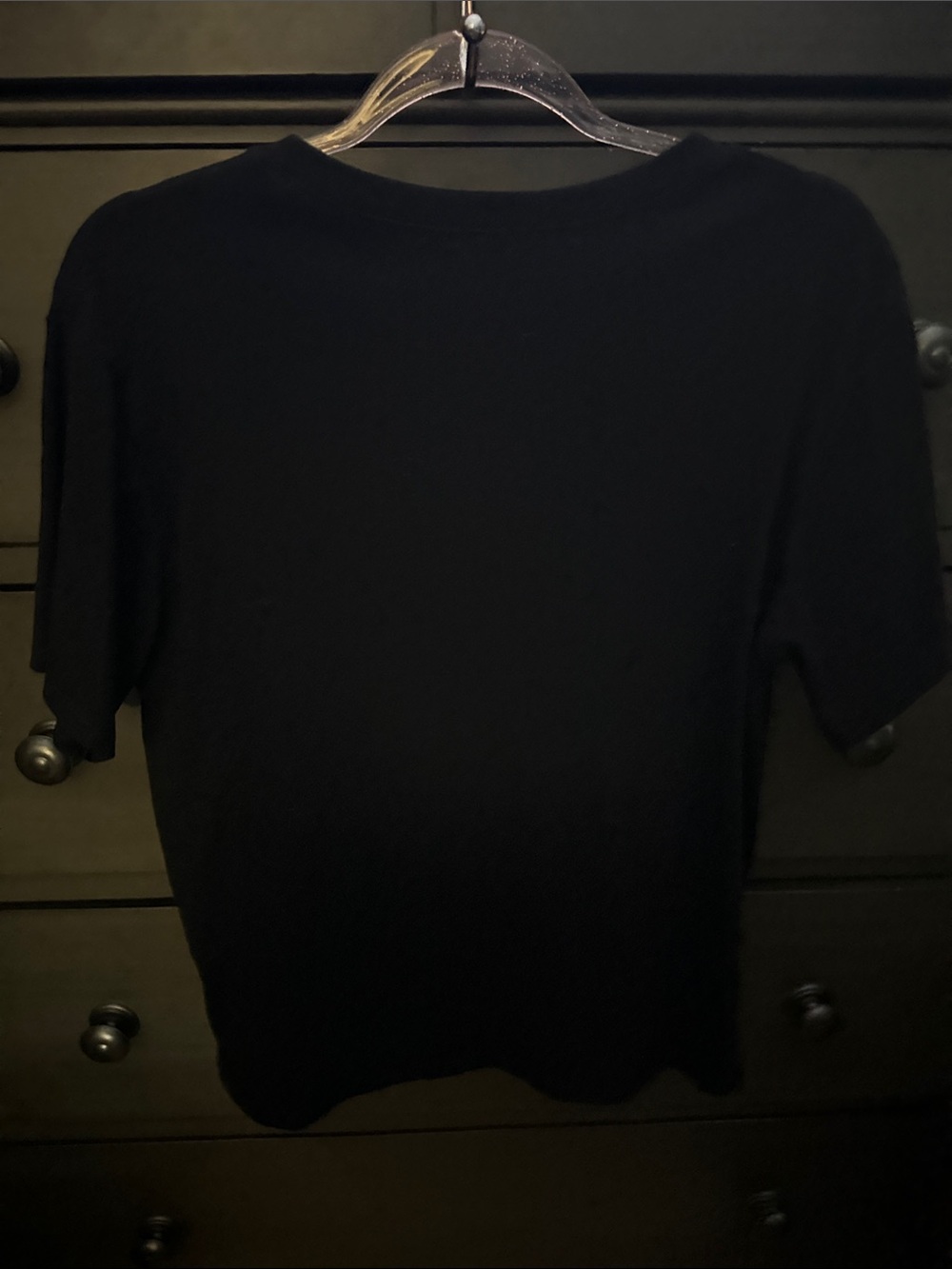 Black Short Sleeve Tee with Silver Crystal-Embellished Logo - Picture 4 of 4